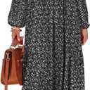 PRETTYGARDEN Long Sleeve Floral Maxi Fall Dresses for Women Trendy Outfits (XXL)