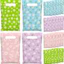 Gilprop 48 Pcs Small Spring Daisy Treat Bags Bulk Plastic Flowers Goodie Gift Bags with Handle, Floral Candy Party Favor Bag for Snack, Spring Summer Birthday Wedding Party Supplies, Macaron Colors