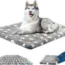 KROSER Fancy Crate Pad Bed Mat Reversible (Cool & Warm), Machine Washable, for Small to XXX-Large Dogs, Grey, Navy, Star Pattern
