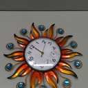 Sun Outdoor Clock with Thermometer and Hygrometer Combo, Silent No-Ticking Outdoor Wall Clock, Waterproof Quartz Clock for Patio, Living Room, Kitchen, Garden, 13 Inch