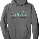 San Francisco Skyline Golden Gate Bridge USA California Pullover Hoodie (S, Asphalt Grey)