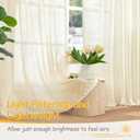 YoungsTex Linen Semi Sheer Curtains 54 Inch Length for Living Room Window - Short Light Filtering Drapes with Rod Pocket Back Tab for Bedroom, Beige, 2 Panels, 42 X 54 Inch