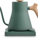 Fellow Stagg EKG Pro Electric Gooseneck Kettle - Pour-Over Coffee and Tea, Quick Heating, Precise Temperature Control, Scheduling, Built-in Brew Timer, Smoke Green with Maple Wood Handle, 0.9 Liter