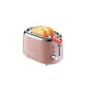 Mueller Retro Toaster 2 Slice with 7 Browning Levels and 3 Functions: Reheat, Defrost & Cancel, Stainless Steel Features, Removable Crumb Tray, Under Base Cord Storage, Pink