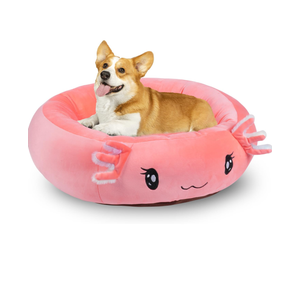 26" Pink Axolotl Pet Bed, Calming Dog & Cat Plush Bed, Fulffy Comfy Padded Cat Mat Plush Pet Bed, Non-Slip Bottom, Soft Washable Sleeping Dog Cot for Medium Small Dogs Cat Puppy Kitty