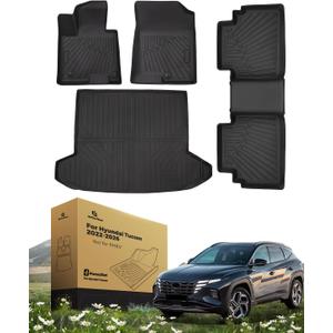 DrCarNow Floor Mats & Cargo Liners for Hyundai Tucson 2026 2025 2024 2023 2022 (Not for PHEV & Hybrid),All-Weather Rubber Full Set Floor Liners and Trunk Mats, for Hyundai Tucson 2022-2026 Accessories