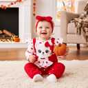 Baby Girl Clothes Newborn Romper Cute Cat Ruffled Long Sleeve Love Fall Winter Outfits with Bow Headband, Size 9-12 Months