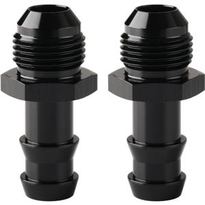 8AN Male Flare to 1/2 Hose Barb Straight Fitting Adapter Aluminum Black 2PCS