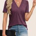 Agnes Urban Womens Tops Dressy Casual V Neck Short Sleeve Shirts Summer Loose T Shirts Trendy Tops Tunic Blouses (M)