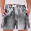 ANRABESS Boxer Shorts for Women Gingham Pajama 2026 Summer Casual Lounge Sleep Plaid Shorts Y2K Beach Bottoms (L)