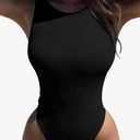 LCNBA Women's Sexy High Neck Sleeveless Bodysuit Basic Top Bodysuit Jumpsuit, Large, Black