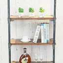 Industrial Wall Mounted Iron Floating Pipe Wood Shelves/Shelving/Racks/Storage/Bookcases/Brackets, DIY Open Bookshelves/Shelving for Kitchen/Office, Retro Black, Brown