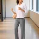 Wide Leg Pants for Women High Waist Relaxed Dress Pants with Pockets 30" (XXL)