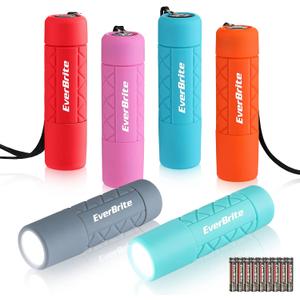 EverBrite 6-Pack Mini Flashlight Set, Small Multicolor Flashlights with Lanyard, 1W Led for Camping, Hiking, Emergencies, 18 AAA Batteries Included, Gift for Christmas Birthday Anniversary