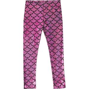 City Threads Girls Leggings Metallic Mermaid Print Shiny Colorful Fun Ankle Length for Style Fashion Parties Pop of Color M