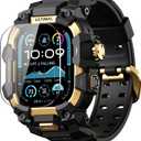 ULTIMAL Rugged Case with Band for Apple Watch 49mm,Compatible with Apple Watch Ultra 3/2/1, Military Grade Shockproof Bumper Cover for iWatch Tactical Band Men (49mm,Gold)