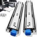 YENUO Heavy Duty Locking Drawer Slides Full Extension Runners with Lock 12 14 16 18 20 22 24 26 28 30 32 34 36 38 40 Inch Side Mount Ball Bearing Rails Track Glides 250 Lbs 1 Pair(W:53mm, 16 Inch)