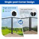 Muzata Black Corner Cable Railing Post 42 Inch 42"x2"x2" T-drilled One-Post Corner Solution Surface Mount Stainless Steel Cable Railing System Kit Indoor Outdoor with Paper User Guide PS02 B34L