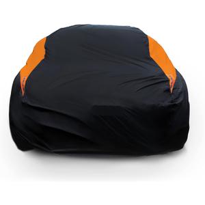 MORNYRAY Waterproof Car Cover All Weather Snowproof UV Protection Windproof Outdoor Full car Cover, Universal Fit for Sedan (Orange, A2-Fit Sedan Length(Up to 177 inch)