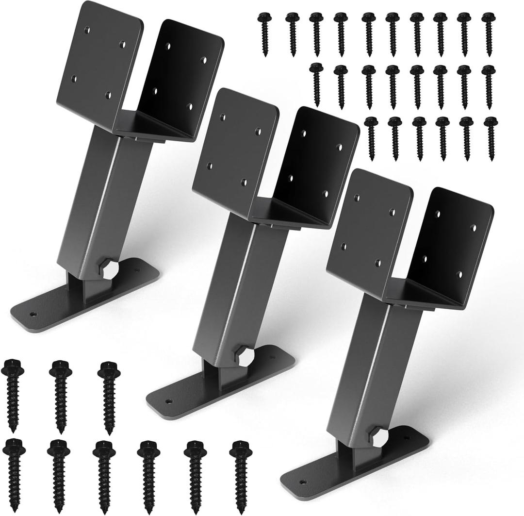 Pergola Roof Riser 3Pack Black Saddle 304 Stainless Steel Adjustable Angle Pergola Roof Riser Brackets for Patio Cover Wood Patio