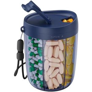 PULIV Large Pill Bottle Organizer, Supplement Organizer for Holding 6 Various Vitamins, Pill Box with Anti-Mixing & Wide Opening Design, Easy to Retrieve Meds and 20 Pcs Stick-on Labels, Business Blue PULIV Large Pill Bottle Organizer, Supplement Organizer for Holding 6 Various Vitamins, Pill Box with Anti-Mixing & Wide Opening Design, Easy to Retrieve Meds and 20 Pcs Stick-on Labels, Business Blue