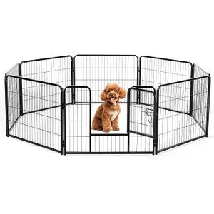 LOZEHUNK 8 Panels E-Coating Heavy Duty Pet playpen Folding Dog Fence Metal Puppy Rabbit Playyard for Indoor&Outdoor (24" × 8 Panels)