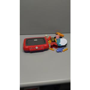 Play Kitchen Accessories Toy Set, Toddler Fryer Toy Kitchen, Camping Cooking Playset with Color Change Play Food, Kids Kitchen Playset with Sound & Light, Kids Toys for Ages 3-5 5-7 (Red)