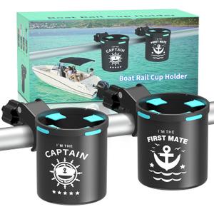 Marine Boat Rail Cup Holder, No Drilling Install On Bimini Top Conver Rail Or Pole, Grip Rail, Grab Bar, Boat Gifts for Boat Lover, Cup Holder for PWC, Jet Ski, Seadoo