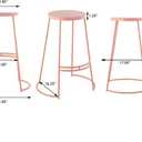 JONATHAN Y Hula Modern 28.75" Backless Metal Bar Stool, Round Pink Iron Seat and Pink Base with Integrated Footrest, Industrial Bar Chair for Kitchen Island and Home Bar BSL1001C