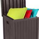 VINGLI 51 Gallon Medium Deck Box Organization, Resin Storage Box for Patio Furniture or Tools, Indoor & Outdoor Lockable Container Box for Garden, Pool, Yard, Porch and Balcony (brown)