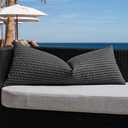 Kevin Textile Outdoor Waterproof Throw Pillow Covers 14x36 Inch Pack of 1 Boho Farmhouse Decorative Long Lumbar Cushion Covers for Garden Patio Tent Balcony Bench Couch Sofa, Black