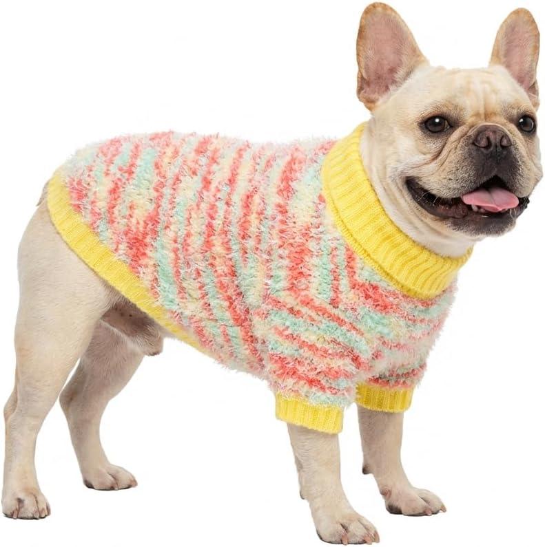 Touchdog Dream Series Small Dog Sweater, Cozy Knit Dog Sweater for Small and Medium Dogs, Soft Puppy with Warm Fleece, Lightweight Pet Clothes for Fall and Winte (Oange, Small)