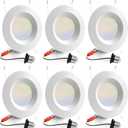 6 Pack 5/6 Inch 5CCT LED Recessed Light Retrofit, 2700K/3000K/4000K/5000K/6500K Selectable, Dimmable Can Lights with Baffle Trim, 12W=150W, High Brightness 1000LM, IC & Wet Rated, ETL & FCC Certified