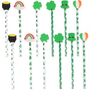 Ciieeo 12Pcs Irish Pencil st patricks day party favor art pencil Cute Pencils for Kids irish party supplies st patricks day pencils school prize classroom supplies Wood student