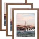 16x20 Picture Frame Brown Set of 3, Display Pictures 11x14 with Mat or 16 x 20 Without Mat, Poster Frames 16x20 for Wall Hanging Horizontal and Vertical