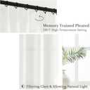PleatedDrapes Light Filtering Pure White Curtains 84 Inches Long for Living Room, Modern Linen Blend Textured Sheer Memory Shape Trained Pleat Curtain Back Tab for Bedroom 2 Panel Set Window Drape 7FT