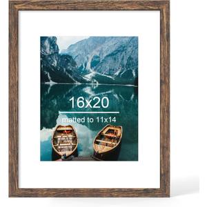 Hongkee 16x20 Picture Frame, Rustic Brown Wood Style, Wall Mounting
