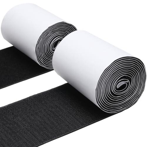 MAXECHO 4.4 Inches x 7 Feet Strong Sticky Back Heavy Duty Hook and Loop Tape with Adhesive, Non-Slip Couch Cushion Grip Accessories, Double Sided Strip Roll to Prevent Sliding, Black