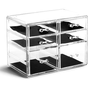 BINO | 6 Drawer Makeup Organizer, York Avenue | THE MANHATTAN SERIES | Makeup Drawer Organizer | Makeup Storage | Cosmetic Organizer | Vanity Organizer | Clear Makeup Organizers And Storage Cases