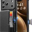 GolbinBox for iPhone 17 Pro Case with Card Holder and RFID Protection, [Built-in Safety Lock] [Holds 4-5 Cards & Cash] [Camera Control Button], Rugged Card Slot Wallet Case for 17 Pro 6.3'', Ink Black