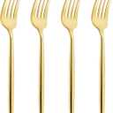 U-QE 180Pcs Gold Plastic Forks - 7.6 Inch Heavy Duty Plastic Forks, Heavyweight Gold Plastic Silverware Perfect For Parties & Weddings and Other Daily Events