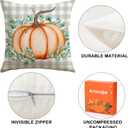 Artscope Fall Decorative Throw Pillow Covers 18x18 Inch Set of 4, Hello Pumpkin Give Thanks Buffalo Plaid Outdoor Farmhouse Pillow Cases for Home Sofa Couch-Orange