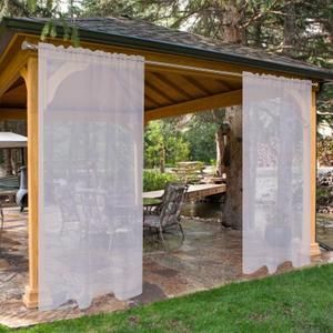 SpaceDresser Waterproof Outdoor Sheer Curtains for Patio - 2 Panels Rod Pocket Indoor Voile Sheer Curtain for Living Room,52W x 96L inch, Silver Grey