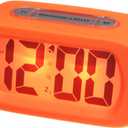 uxcell Electronic Alarm Clock with LCD Screen, Orange Digital Alarm Clocks for Bedrooms, Snooze, 12H, Battery Operated for Bedrooms Heavy Sleepers Travel Office