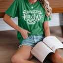 Luckiest Teacher Ever Shirt Women St Patricks Day T-Shirt Funny Teacher Gift Tee Causal Short Sleeve Tops (Green, L)