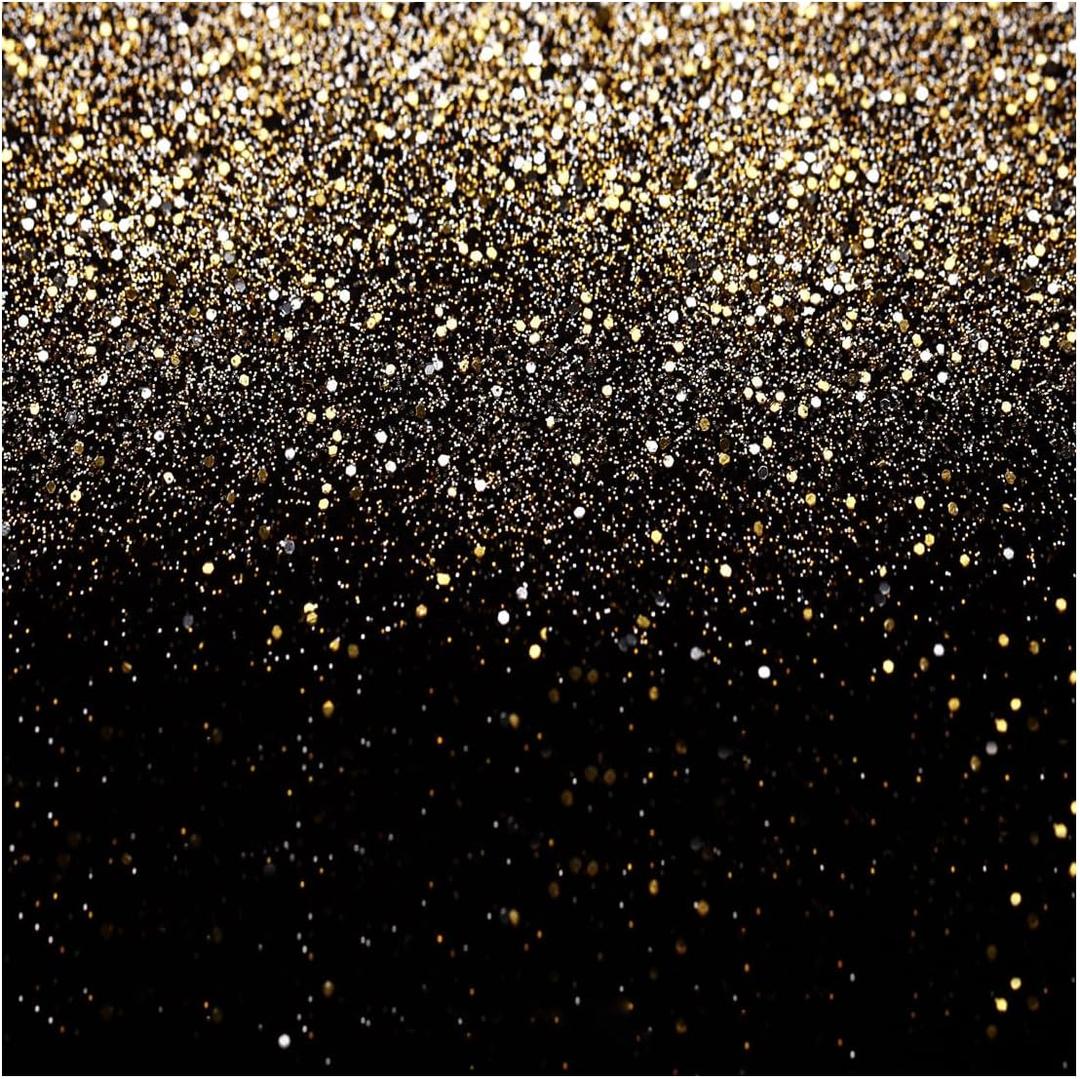 Black and Gold Backdrop Golden Glitter Backdrop for Photography Wedding Birthday Baby Shower Party Photo Studio 8x8FT 11176