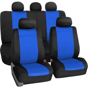 FH Group Waterproof Neoprene Car Seat Covers Full Set – Universal Fit Front & Split Bench Rear Seat Covers, Airbag Compatible Automotive Seat Protectors for Cars, SUVs & Vans, Blue