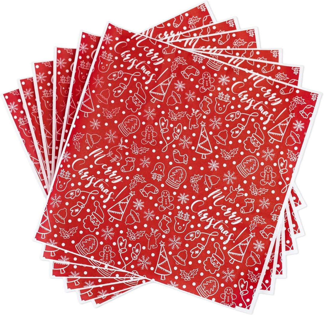 100 Sheets Christmas Wax Paper for Food, Red and White Parchment Paper Cookie Box Deli Wrapping Grease Resistant Basket Liners for Xmas Home Kitchen Party Food Supplies(9.8 x 9.8 Inches)
