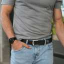 CHAOREN Mens Belt - Braided Stretch Golf Belt for Men 1 3/8"- Gift for Golf Pants Casual Shorts Jeans (Black / Silver)