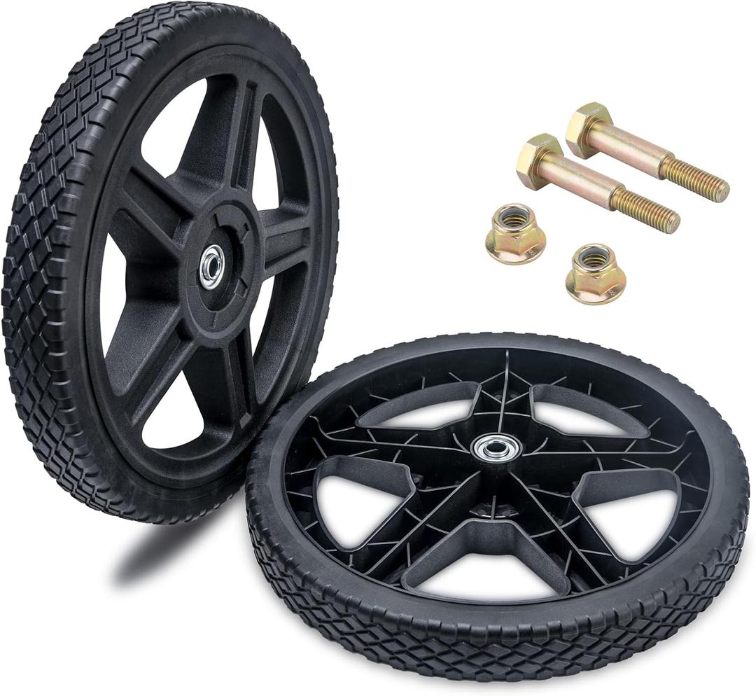 ASDFGHT 14 Inch Lawn Mower Wheels (2-pack) Fits Most Standard push Lawn Mowers, Inner and outer bearing structure - Includes Bolts, Nuts